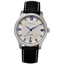 Semdu SD7005G Stainless Steel and Black Leather White Dial