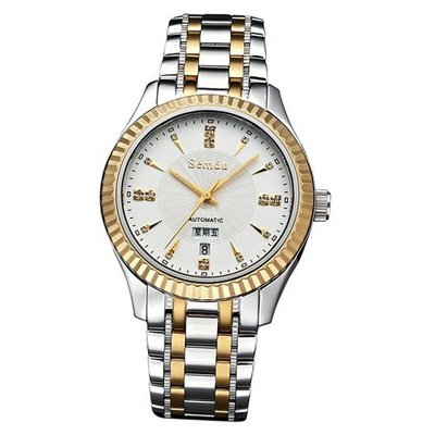 Semdu SD7011G Rose Gold Plating and Stainless Steel Two-Tone Black Dial