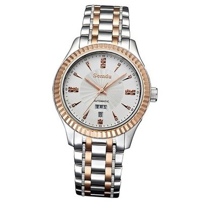 Semdu SD7011G Rose Gold Plating and Stainless Steel Two-Tone Black Dial