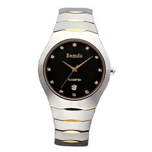 Semdu SD8002G Black Dial Tungsten Steel Two-Tone