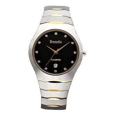 Semdu SD8002G Black Dial Tungsten Steel Two-Tone
