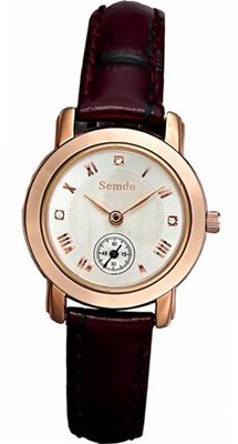 Semdu SD9003L Rose Gold and Brown Leather White Dial