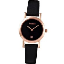 Semdu SD9005L Rose Gold and Brown Leather Black Dial