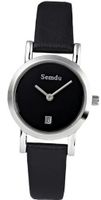 Semdu SD9005L Stainless Steel and Black Leather Black Dial