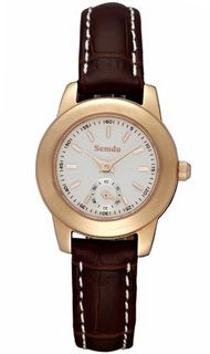 Semdu SD9006L Rose Gold and Brown Leather White Dial