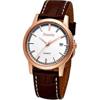 Semdu SD9025G Rose Gold and Brown Leather White Dial