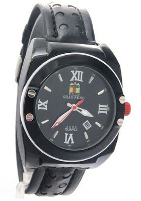 SHAO PENG Black Genuine Leather Strap Water Resistant Date Buckle Analogue Quartz es
