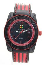 SHAO PENG Black Red Genuine Leather Strap Stainless Steel Date Buckle Analogue Quartz es