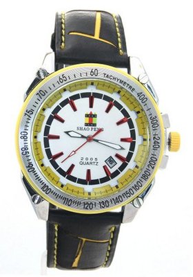 SHAO PENG Date Stationary Bezel Multicolour Leather Strap Analogue Quartz es
