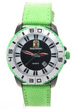 SHAO PENG Green Genuine Leather Strap Stainless Steel Date Analogue Quartz es