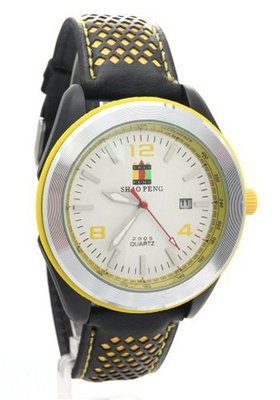 SHAO PENG  Multicolour Genuine Leather band White Dial Waterproof Date Analog Quartz es