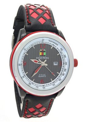 uShao Peng SHAO PENG Colourful Genuine Leather band Waterproof Date Analog Quartz es 