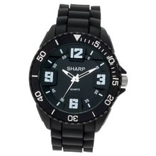 Sharp Black Round Analog with PU Strap SHP8903