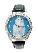 Black Leather Owl cz Wrist 7" to 9"