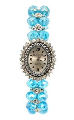 High Fashion Faceted Blue Iridescent Swarovski Crystal and CZ Silver Stretch 7" to 9"