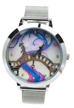 London Bridge Couple Elegant Silver Stainless Steel Mesh Band Rhinestone Wrist 6" to 7 7/8"