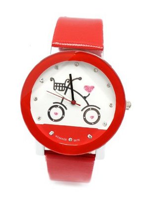 Red with pink glitter hearts and Rhinestones Bike 7" to 8 3/8"