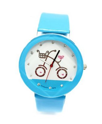 Sky Blue with pink glitter hearts and Rhinestones Bike 7" to 8 3/8"