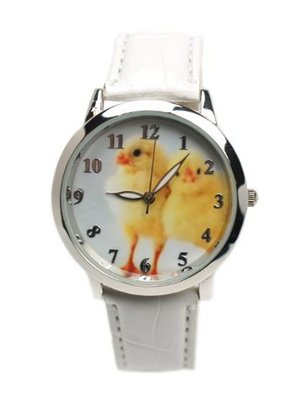 Two Baby Chicks white Leather Wrist 6 1/2" to 7 3/4"