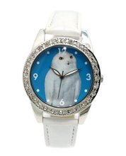 White Leather Owl cz Wrist 7" to 9"