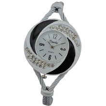 New Fashion Bangle Wrist Quartz Black-White WTH0206