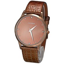 Simple Sinobi Leather Brown Face Quartz Casual Crystal Scale Quartz Wrist