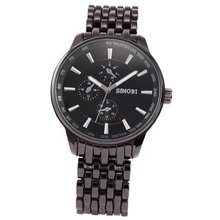 SINOBI Fashion Black Dial Ladies Stainless Steel Sport Quartz Wrist SNB007