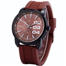SINOBI Fashion Coffee Round Dial Lady Analog Silicone Band Quartz Wrist SNB032