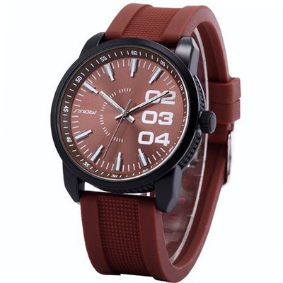 SINOBI Fashion Coffee Round Dial Lady Analog Silicone Band Quartz Wrist SNB032