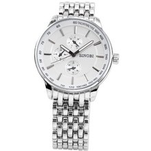 SINOBI Fashion Round Dial White Analog Stainless Steel Sport Quartz SNB043