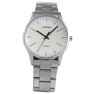 SINOBI Luxury White Dial Lady  Unisex Steel Sport Quartz Wrist Gift SNB013