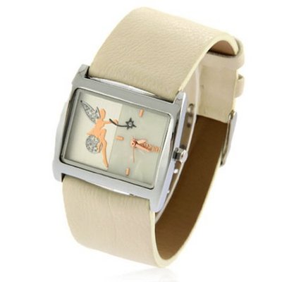 SINOBI New Fashion Angel Rectangle Leather Wrist Quartz White WTH0050