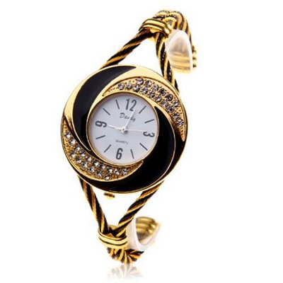 SINOBI New Fashion Bangle Wrist Quartz Gold-black Wth0204