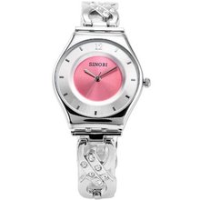SINOBI New Fashion Crystal Lady  Ultra-thin Case Bracelet Quartz Wrist SNB048