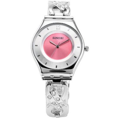 SINOBI New Fashion Crystal Lady  Ultra-thin Case Bracelet Quartz Wrist SNB048
