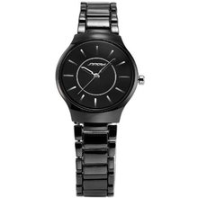 SINOBI New Fashion Lady  Analog Ultra-thin Case Black Steel Quartz Wrist SNB041