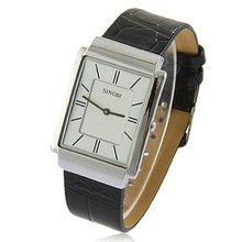 SINOBI New Fashion Rectangle Leather Wrist Quartz Black WTH0045
