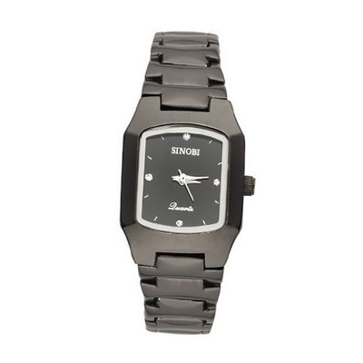 SINOBI New Fashion Rectangle Stainless Steel Wrist Quartz Black WTH0029