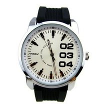 SINOBI New Fashion Soft Rubber Silicone Wrist Quartz White WTH0012