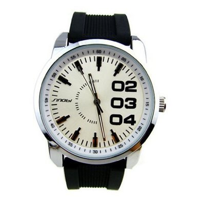 SINOBI New Fashion Soft Rubber Silicone Wrist Quartz White WTH0012