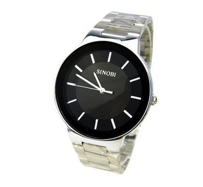 SINOBI New Fashion Stainless Steel Wrist Quartz Black WTH0033