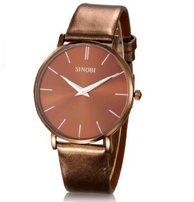 Sinobi Quartz Brown Leather Band Brown Dial Fashion #9140