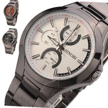 Sinobi Table 3 Small Dials Tungsten steel Band Waterproof Sport Wrist , White Dial