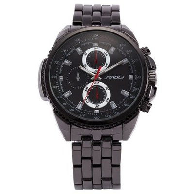 SINOBI White & Black Dial Stainless Steel Band Sport Quartz Wrist SNB009