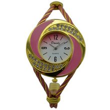 uSINOBI New Fashion Bangle Wrist Quartz Gold-Pink WTH0207 