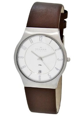 Skagen 233XXLSL Stainless Steel Leather Strap