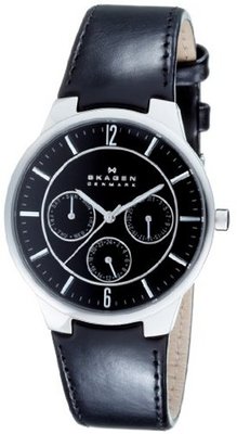 Skagen 331XLSLB Steel Black Leather Multi-Function