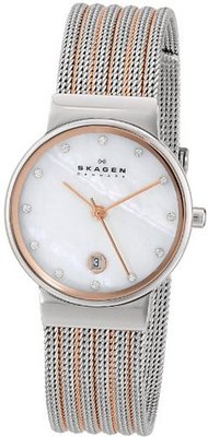 Skagen 355SSRS White Label Analog Display Analog Quartz Rose Gold