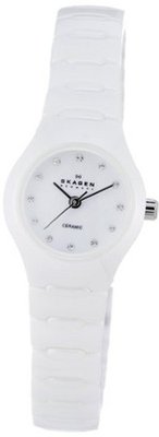 Skagen 816XSWXC1 Ceramic White Crystal Accented White Dial