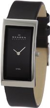Skagen Black Dial Black Leather Ladies 359USLB